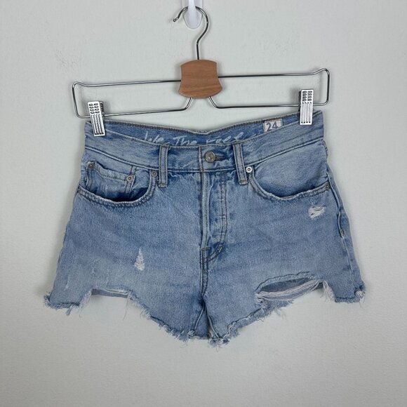 We The Free Shorts Hig Rise Cut Off Shorts 24 Boho Denim Western Festival Summer - Picture 1 of 7